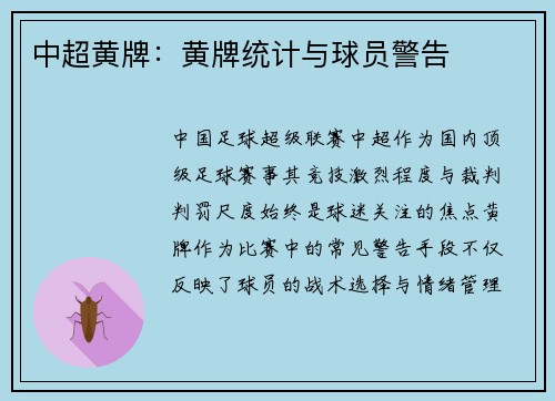 中超黄牌：黄牌统计与球员警告
